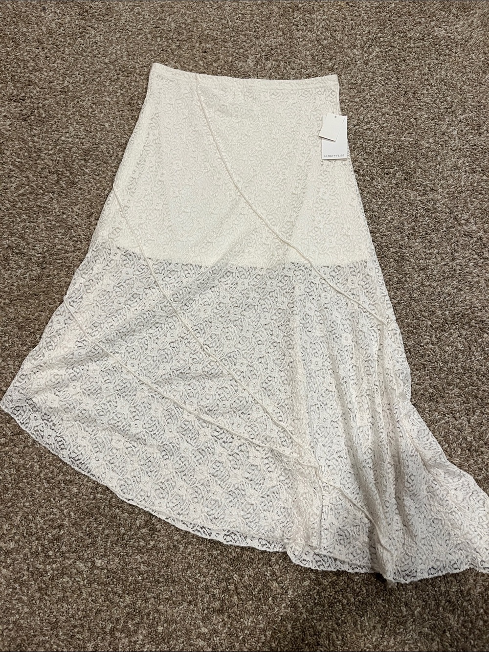 Ultra Flirt White Lace A-Line Maxi Skirt